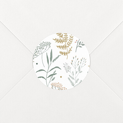 Stickers pour enveloppes vœux classique liberty feuillage vert et or Stickers pour enveloppes vœux classique liberty feuillage vert et or