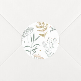Stickers pour enveloppes vœux Liberty feuillage vert et or