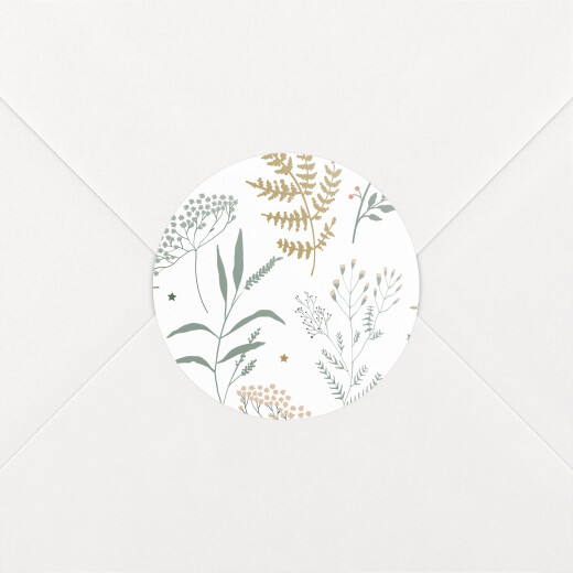 Stickers pour enveloppes vœux Liberty feuillage vert et or - Vue 1