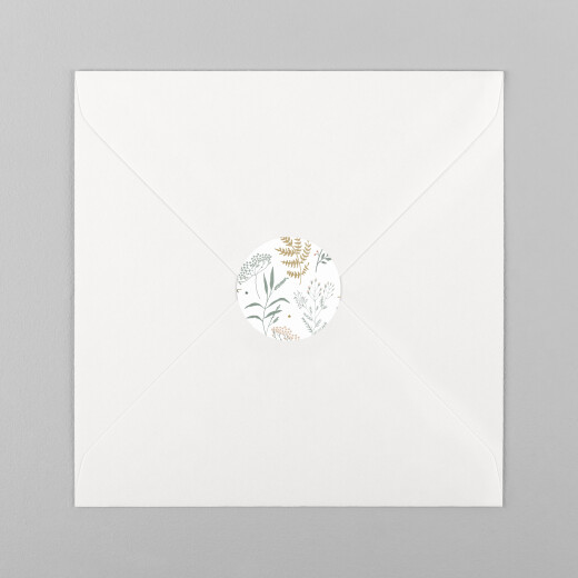 Stickers pour enveloppes vœux Liberty feuillage vert et or - Vue 2