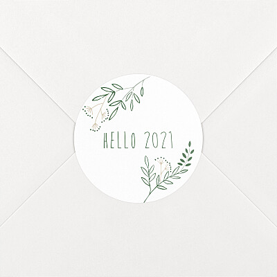 Stickers pour enveloppes vœux bonne année ronde des prés blanc Stickers pour enveloppes vœux bonne année ronde des prés blanc