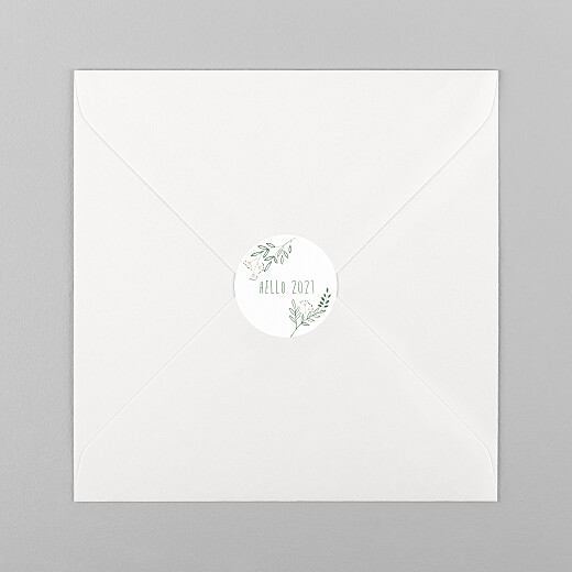 Stickers pour enveloppes vœux Ronde des prés blanc - Vue 1