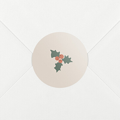 Stickers pour enveloppes vœux bonne année cottage (houx) beige Stickers pour enveloppes vœux bonne année cottage (houx) beige