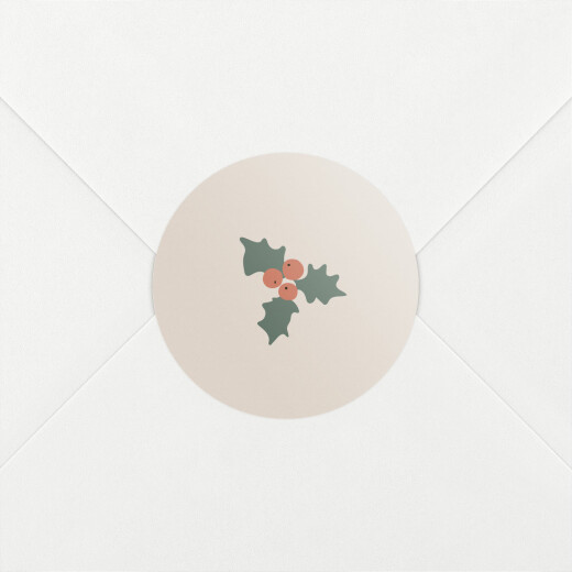 Stickers pour enveloppes vœux Cottage (houx) beige - Vue 1