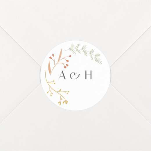 Stickers pour enveloppes mariage Brins d'été ocre - Vue 1