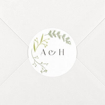 Stickers pour enveloppes mariage blanc brins d'été vert Stickers pour enveloppes mariage blanc brins d'été vert