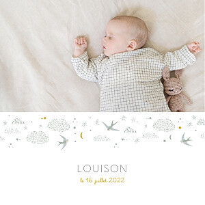 Faire-part de naissance classique nuage de lait bleu Faire-part de naissance classique nuage de lait bleu