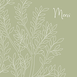 Carte de remerciement beige arbre généalogique vert Carte de remerciement beige arbre généalogique vert