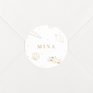 Stickers pour enveloppes naissance Élégant coquillage sable