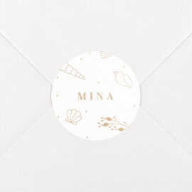 Stickers pour enveloppes naissance Élégant coquillage sable