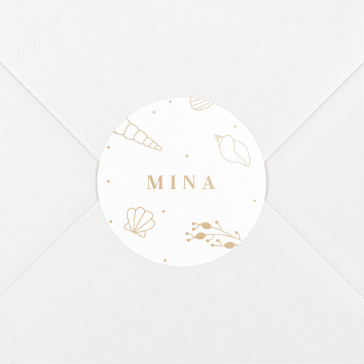 Stickers pour enveloppes naissance Élégant coquillage sable - Vue 1