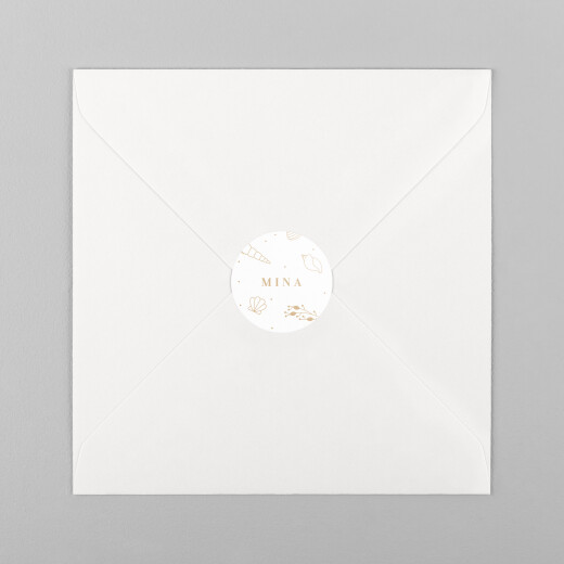 Stickers pour enveloppes naissance Élégant coquillage sable - Vue 2