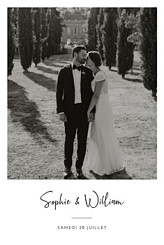 Carte de remerciement mariage intemporel noir Carte de remerciement mariage intemporel noir
