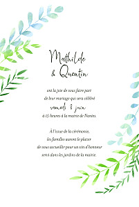 Faire-part de mariage blanc enchanté (dorure) bleu Faire-part de mariage blanc enchanté (dorure) bleu