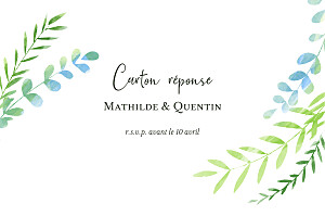 Carton réponse mariage vert enchanté bleu Carton réponse mariage vert enchanté bleu