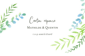 Carton réponse mariage Enchanté bleu Carton réponse mariage Enchanté bleu