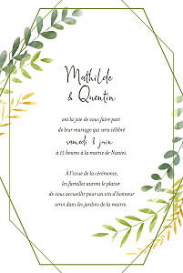 Faire-part de mariage avec dorure enchanté vert Faire-part de mariage avec dorure enchanté vert