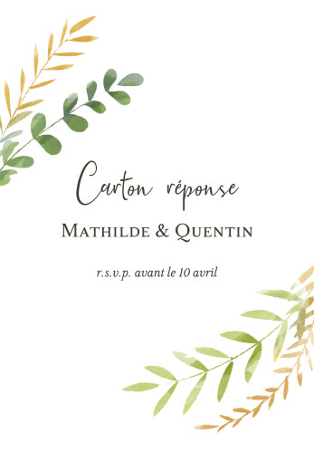 Carton réponse mariage Enchanté vert - Recto Carton réponse mariage Enchanté vert - Recto
