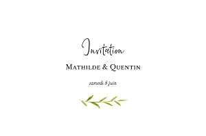Carton d'invitation mariage sans photo enchanté (dorure) vert Carton d'invitation mariage sans photo enchanté (dorure) vert