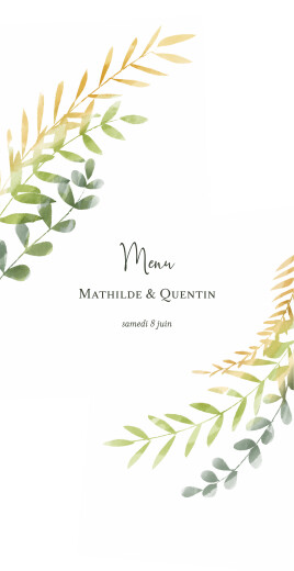 Menu de mariage Enchanté vert - Recto Menu de mariage Enchanté vert - Recto