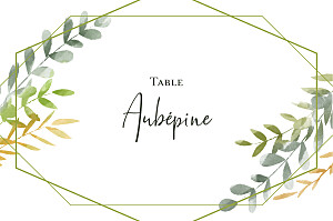 Marque-table mariage classique enchanté vert Marque-table mariage classique enchanté vert