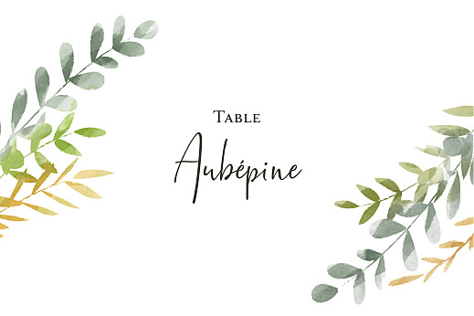 Marque-table mariage Enchanté (dorure) vert - Recto Marque-table mariage Enchanté (dorure) vert - Recto