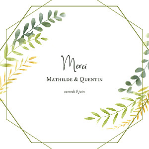 Carte de remerciement mariage champêtre enchanté vert Carte de remerciement mariage champêtre enchanté vert