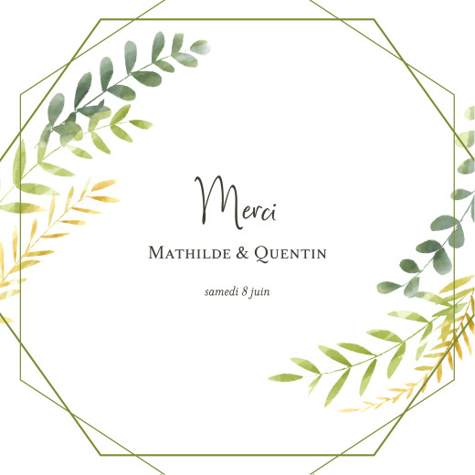 Carte de remerciement mariage Enchanté vert - Recto Carte de remerciement mariage Enchanté vert - Recto