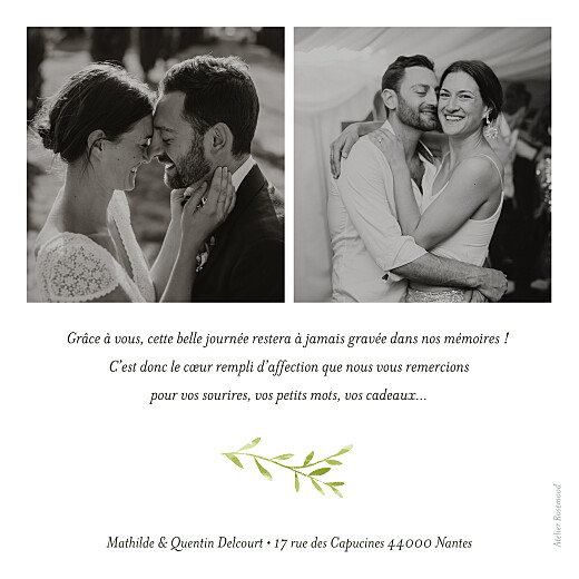Carte de remerciement mariage Enchanté vert - Verso Carte de remerciement mariage Enchanté vert - Verso