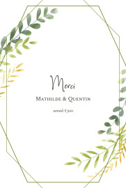 Carte de remerciement mariage Enchanté (portrait) vert