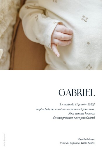 Faire-part de naissance Simplement bleu marine - Verso Faire-part de naissance Simplement bleu marine - Verso