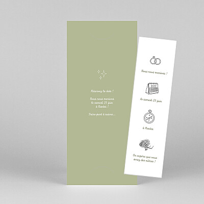 Save the date votre mariage en pictos (photomaton) vert Save the date votre mariage en pictos (photomaton) vert