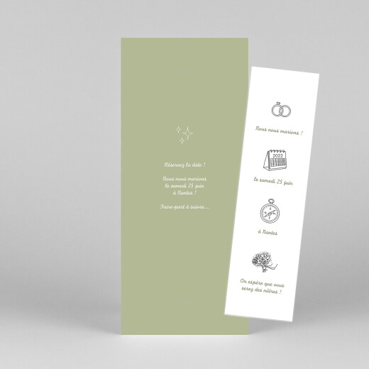 Save the Date Votre mariage en pictos (photomaton) vert - Vue 1 Save the Date Votre mariage en pictos (photomaton) vert - Vue 1