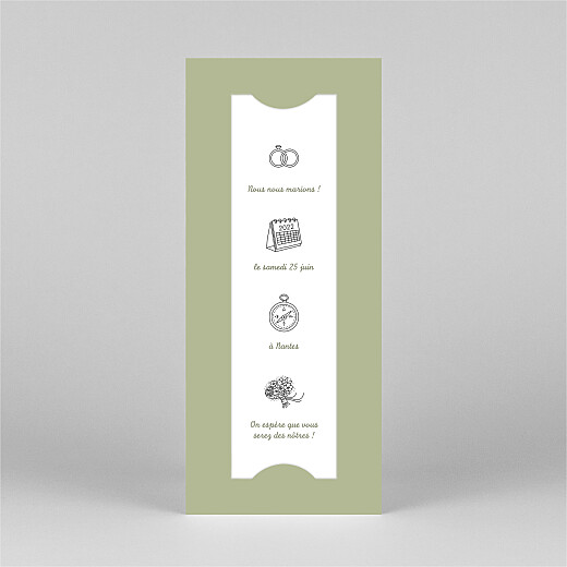 Save the Date Votre mariage en pictos (photomaton) vert - Vue 2 Save the Date Votre mariage en pictos (photomaton) vert - Vue 2
