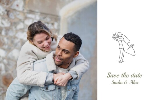 Save the Date Votre mariage en pictos vert - Recto Save the Date Votre mariage en pictos vert - Recto