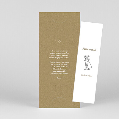 Carte de remerciement mariage blanc votre mariage en pictos (marque-page) kraft Carte de remerciement mariage blanc votre mariage en pictos (marque-page) kraft