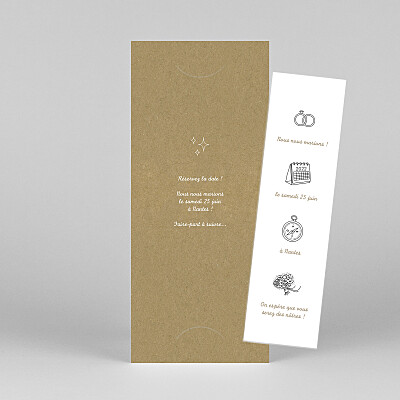 Save the date gris votre mariage en pictos (photomaton) kraft Save the date gris votre mariage en pictos (photomaton) kraft