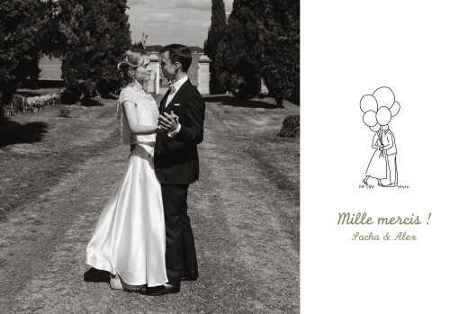 Carte de remerciement mariage Votre mariage en pictos blanc - Recto Carte de remerciement mariage Votre mariage en pictos blanc - Recto