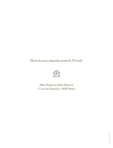 Faire-part de mariage Votre mariage en pictos (classique) blanc - Verso Faire-part de mariage Votre mariage en pictos (classique) blanc - Verso