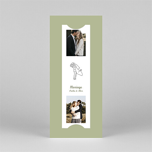 Faire-part de mariage Votre mariage en pictos (marque-page) vert - Vue 3 Faire-part de mariage Votre mariage en pictos (marque-page) vert - Vue 3