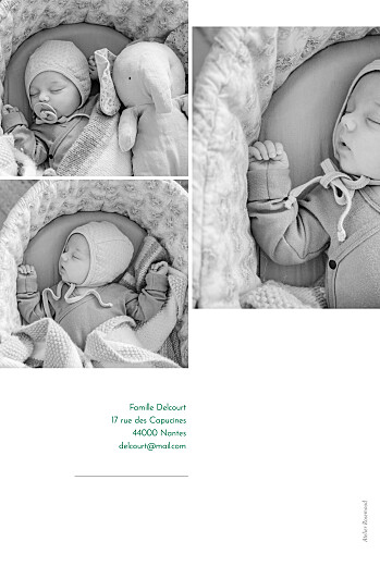 Faire-part de naissance Épuré 4 photos blanc - Verso