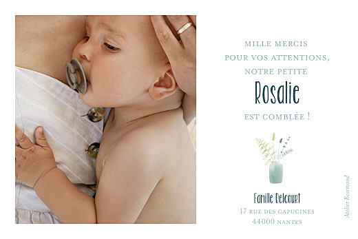 Carte de remerciement Petit bouquet sauvage bleu - Verso Carte de remerciement Petit bouquet sauvage bleu - Verso