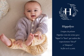 Faire-part de naissance Blason Floral bleu
