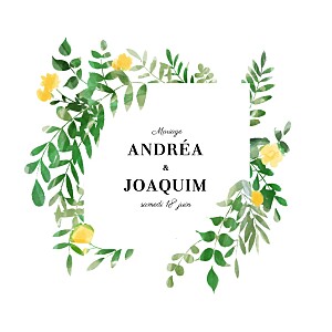 Faire-part de mariage jaune sous la pergola jaune Faire-part de mariage jaune sous la pergola jaune