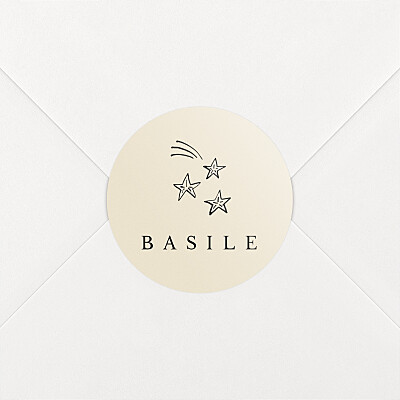 Stickers pour enveloppes naissance jaune étiquette illustrée beige Stickers pour enveloppes naissance jaune étiquette illustrée beige