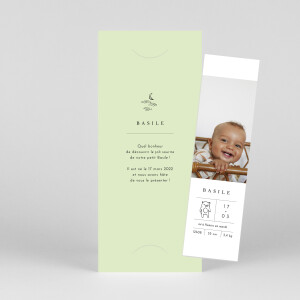 Faire-part de naissance Étiquette illustrée (marque-page) vert Faire-part de naissance Étiquette illustrée (marque-page) vert