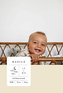 Faire-part de naissance beige étiquette illustrée beige Faire-part de naissance beige étiquette illustrée beige