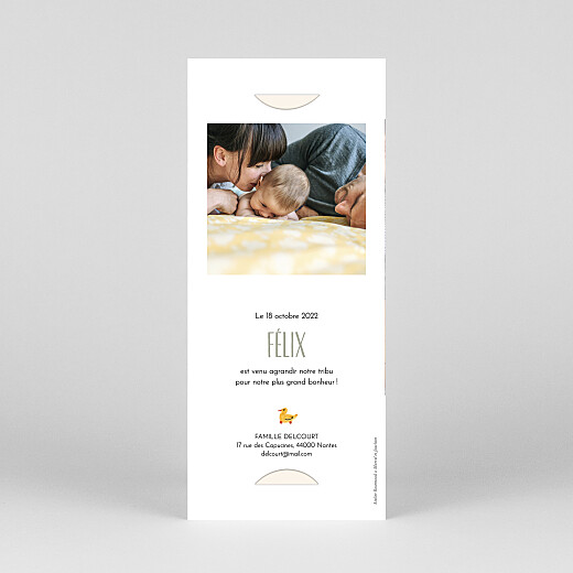 Faire-part de naissance Dodo (marque-page) blanc - Vue 4 Faire-part de naissance Dodo (marque-page) blanc - Vue 4