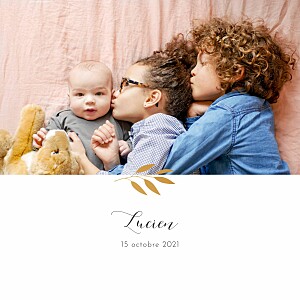 Faire-part de naissance avec dorure feuille d'or blanc Faire-part de naissance avec dorure feuille d'or blanc