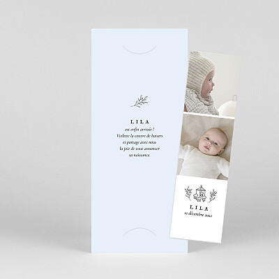 Faire-part de naissance bleu petite gravure (marque-page) bleu Faire-part de naissance bleu petite gravure (marque-page) bleu